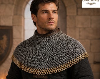 Chainmail Collar Armor | Riveted 9mm Rings & Brass Rows