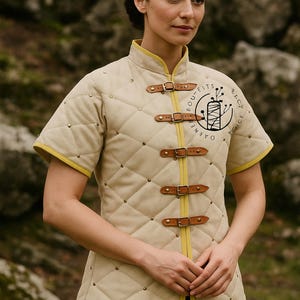 Long Gambeson with brown Leather Trimmed, Christmas Gifts