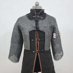 Chainmail Half Hauberk: 9MM Flat Ring, Riveted Medieval Shirt