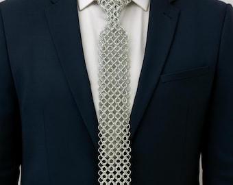 Aluminium Chainmail Tie – Handmade Metal Neckwear for Cosplay,