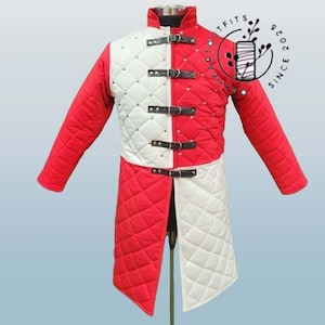Medieval Gambeson - Black with Red Larp Costume, Easter day