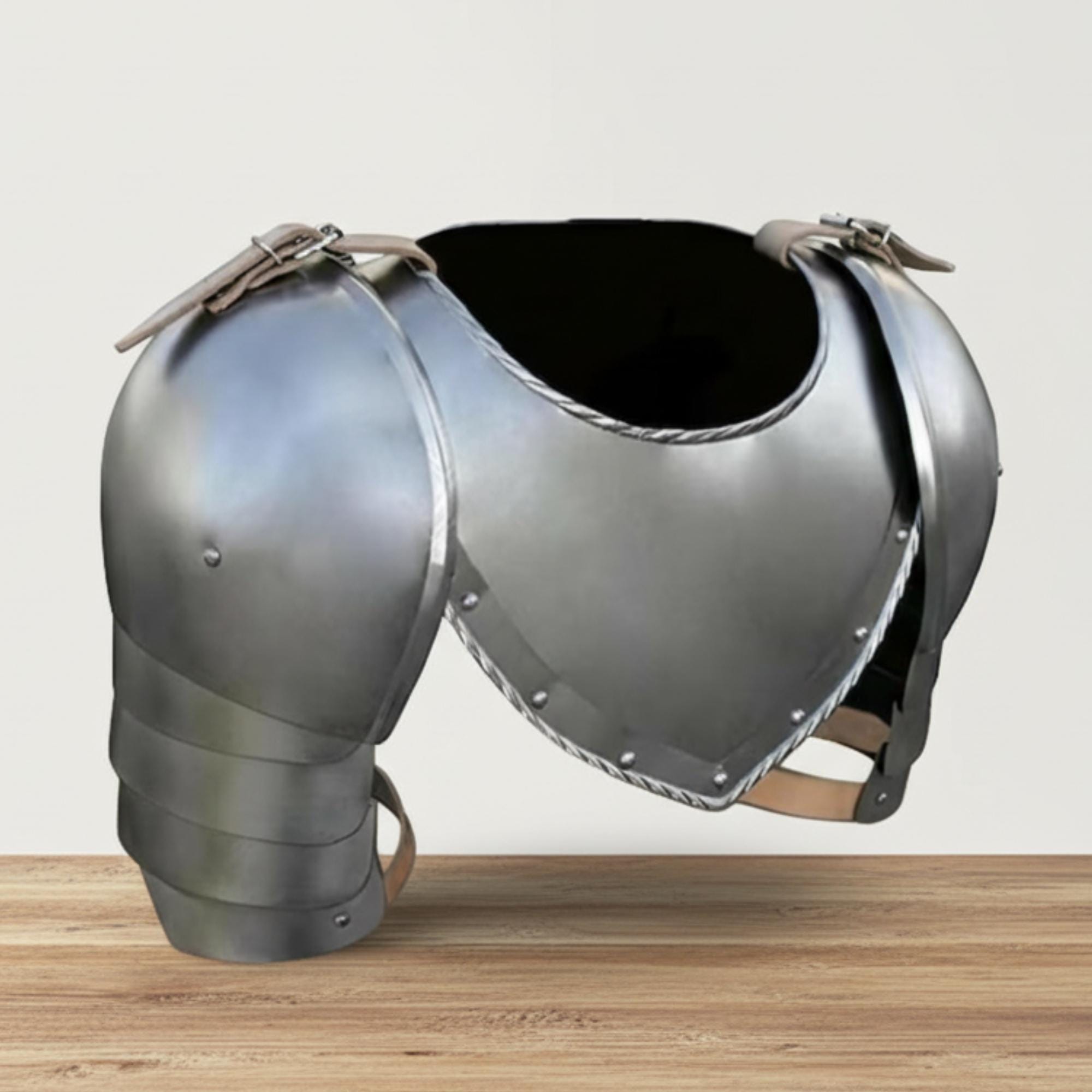 Medieval Steel Pauldrons With Gorget – 18 Gauge Reenactment Armor - Etsy