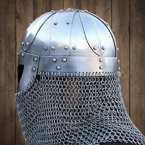 18 Gauge Viking Chainmail Helmet – Medieval Battle Armor with Free Stand image 4