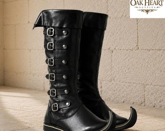 Leather Viking Boots | Medieval Renaissance LARP Boots | Norse Warrior Ren Faire Footwear