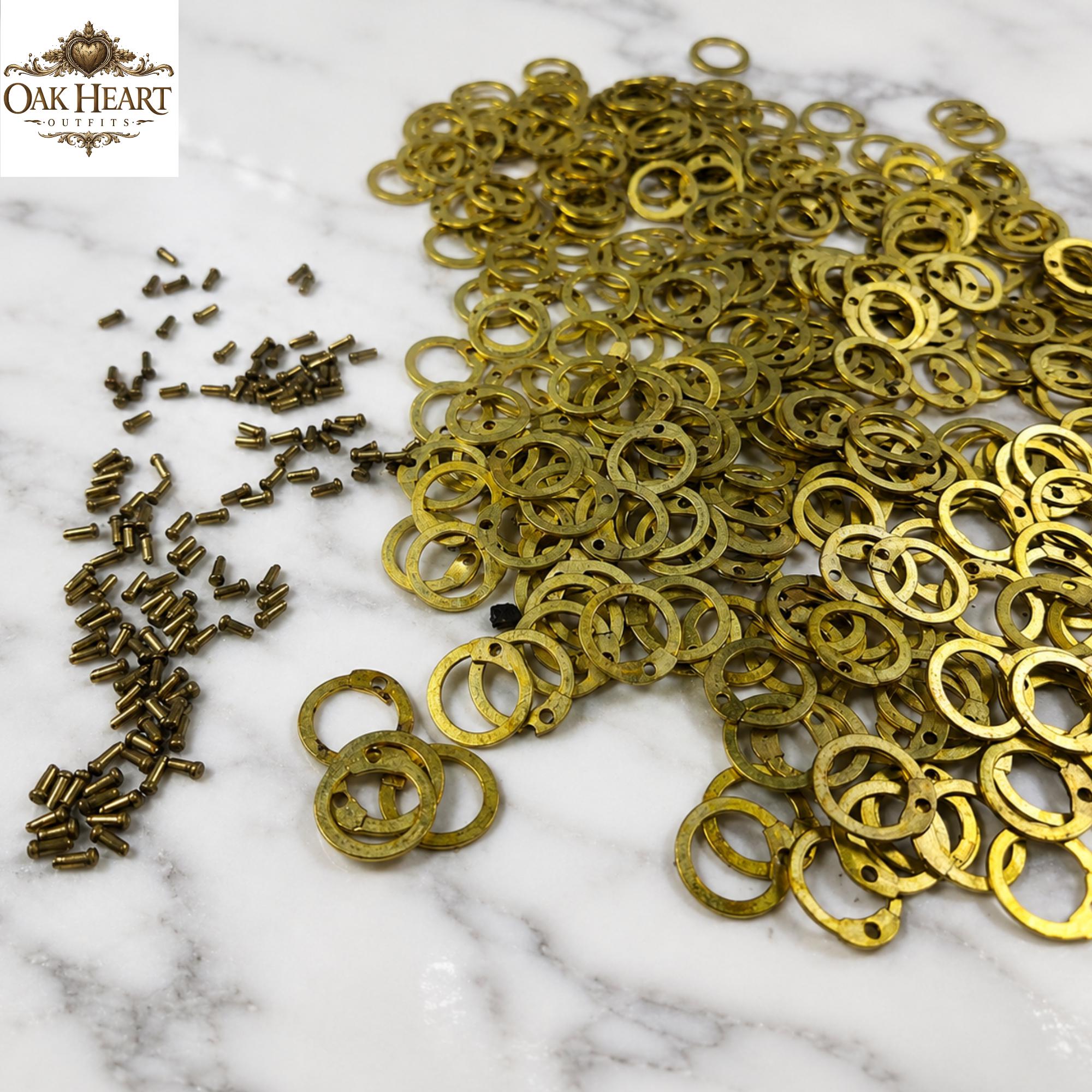 Brass Flat Riveted Chainmail Rings Loose Round Rings 6/8/9mm
