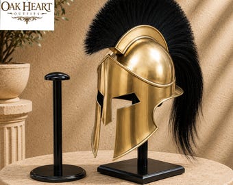 King Leonidas Helmet | Spartan 300 Movie Replica Armor Helm with  Wooden Stand