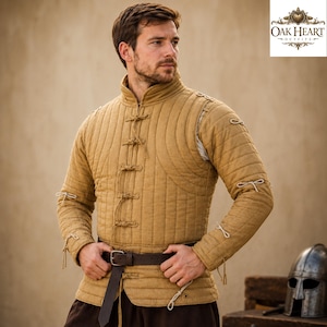 Medieval Quilted Gambeson Jacket – Padded Cotton Armor for LARP,