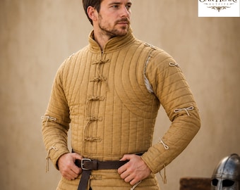 Medieval Quilted Gambeson Jacket – Padded Cotton Armor for LARP,