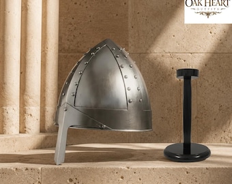 Medieval Norman Warrior Helmet with Nasal Guard, Steel Viking Helm, LARP SCA
