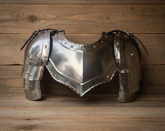 Medieval Steel Gorget and Pauldrons Set | LARP Reenactment Armor