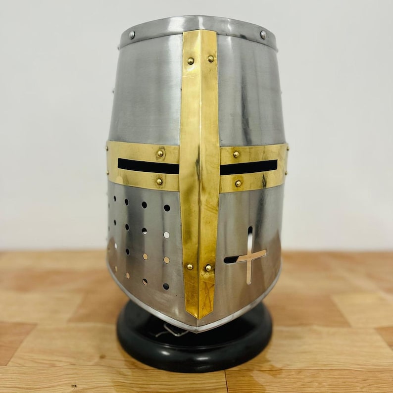 Medieval Templar Helmet With Free Wooden Stand Only helmet
