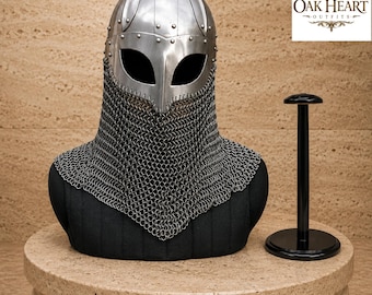 18 Gauge Viking Chainmail Helmet – Medieval Battle Armor for LARP, SCA, Ren Faire