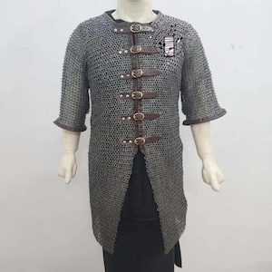9MM Flat Ring Chainmail Hauberk: Medieval Viking Half Sleeve Shirt