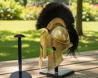 King Leonidas Spartan Helmet – Medieval Roman 300 Movie Replica,Free Wooden Stand