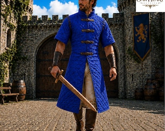 Royal Blue Medieval Gambeson | Quilted Armor Jacket