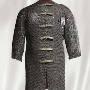 Chainmail Hauberk,  Front Open Chain Mail Shirt, 9 mm Mild steel Shirt