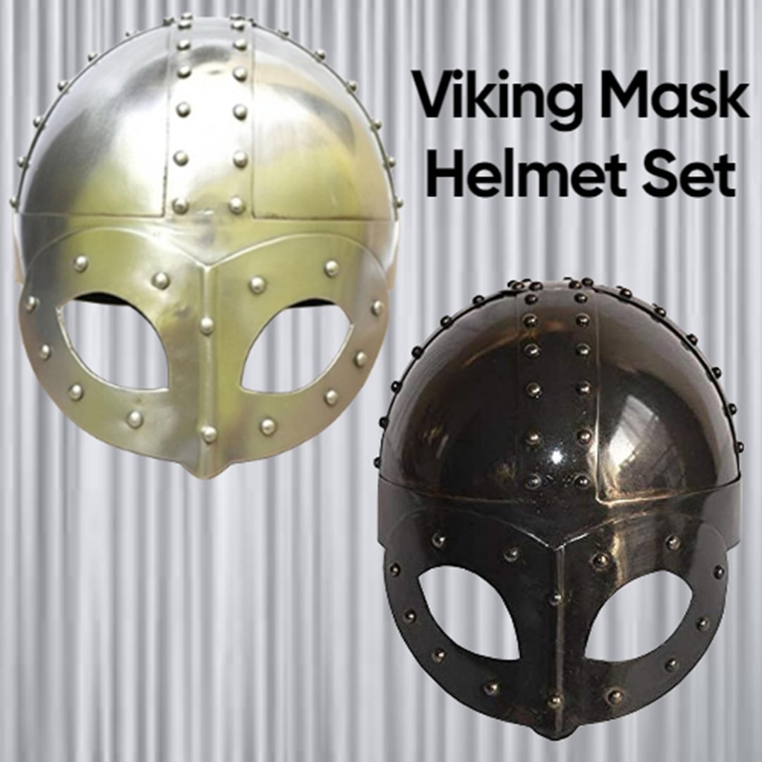 Viking Ritual Masks Viking Mask Helmet Set Silver and Black Norse Armor - Etsy