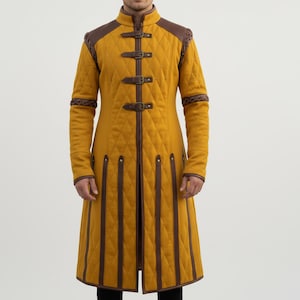 Ren Faire Yellow Gambeson Costume – Medieval Padded Armor for Reenactment
