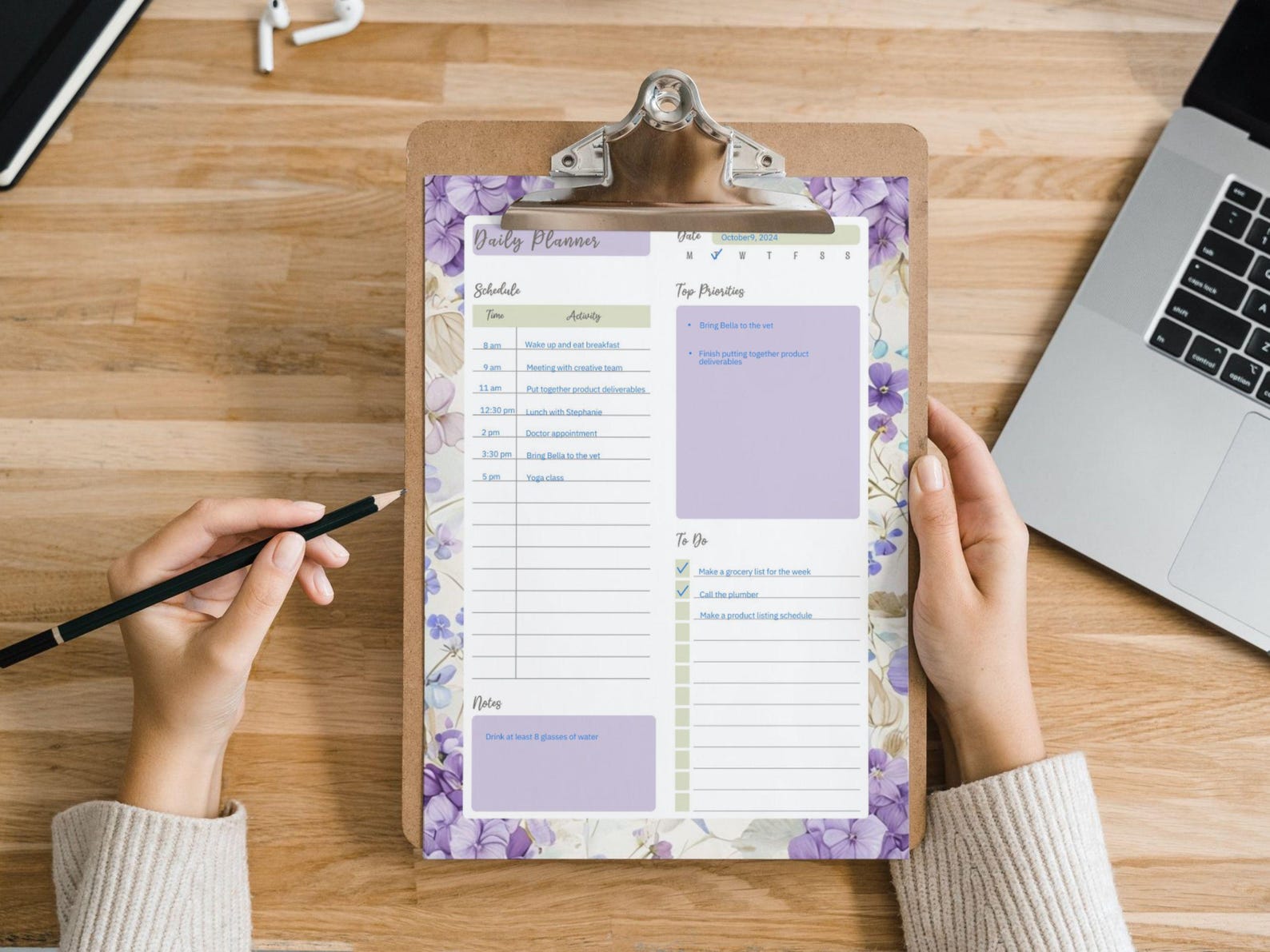 Printable Floral Planner Bundle – Digital Daily Weekly Monthly Purple ...