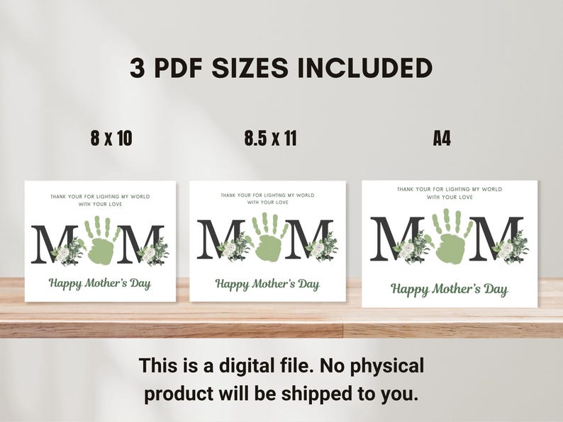 Mothers Day Handprint Craft Printable Gift for Mom Elegant MOM Kids ...