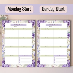 Printable Floral Planner Bundle – Digital Daily Weekly Monthly Purple ...
