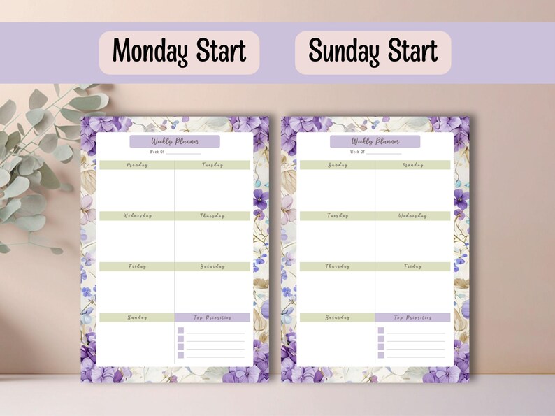 Printable Floral Planner Bundle – Digital Daily Weekly Monthly Purple ...