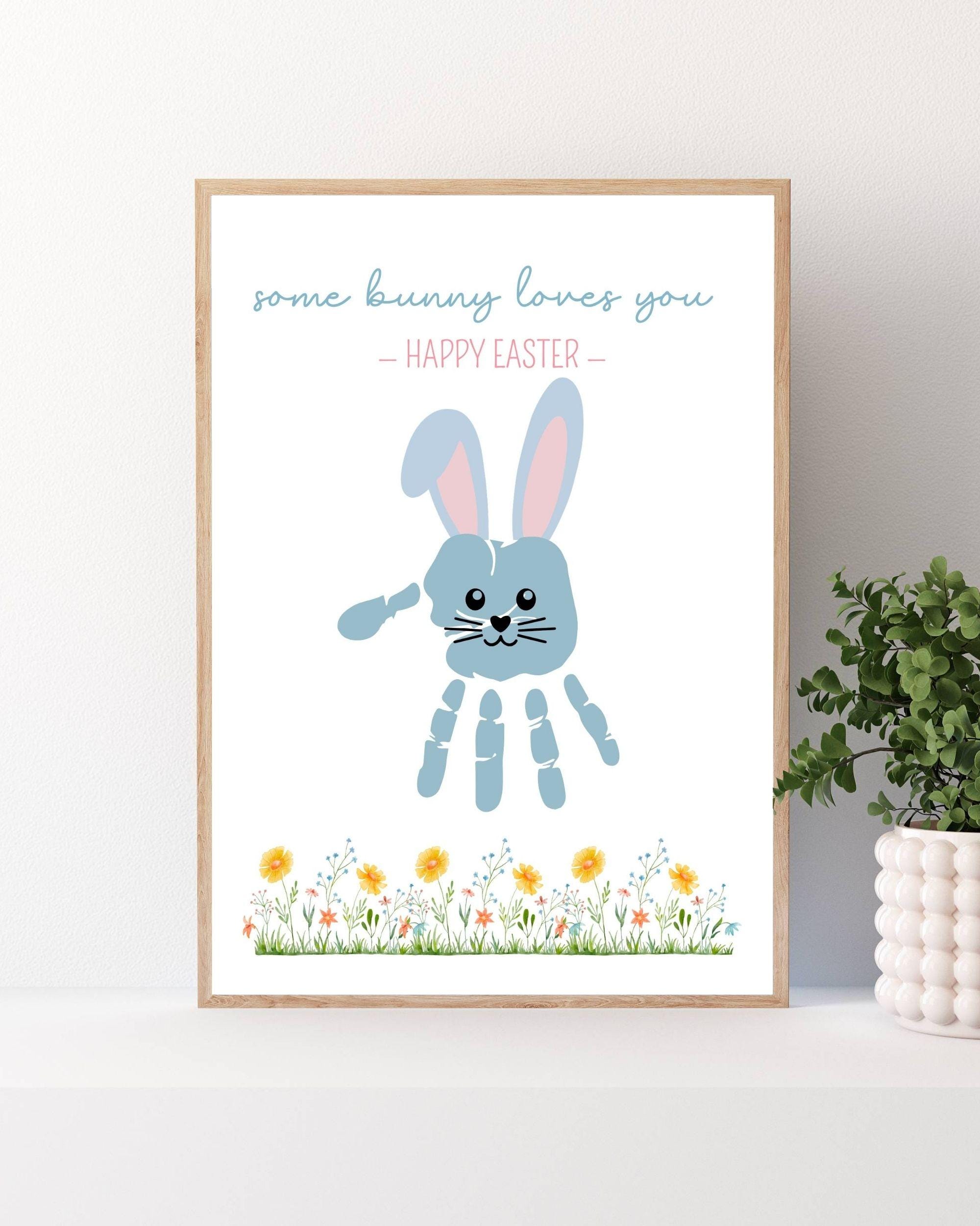 Easter Bunny Handprint Craft Printable Toddler Bunny Handprint Easter ...