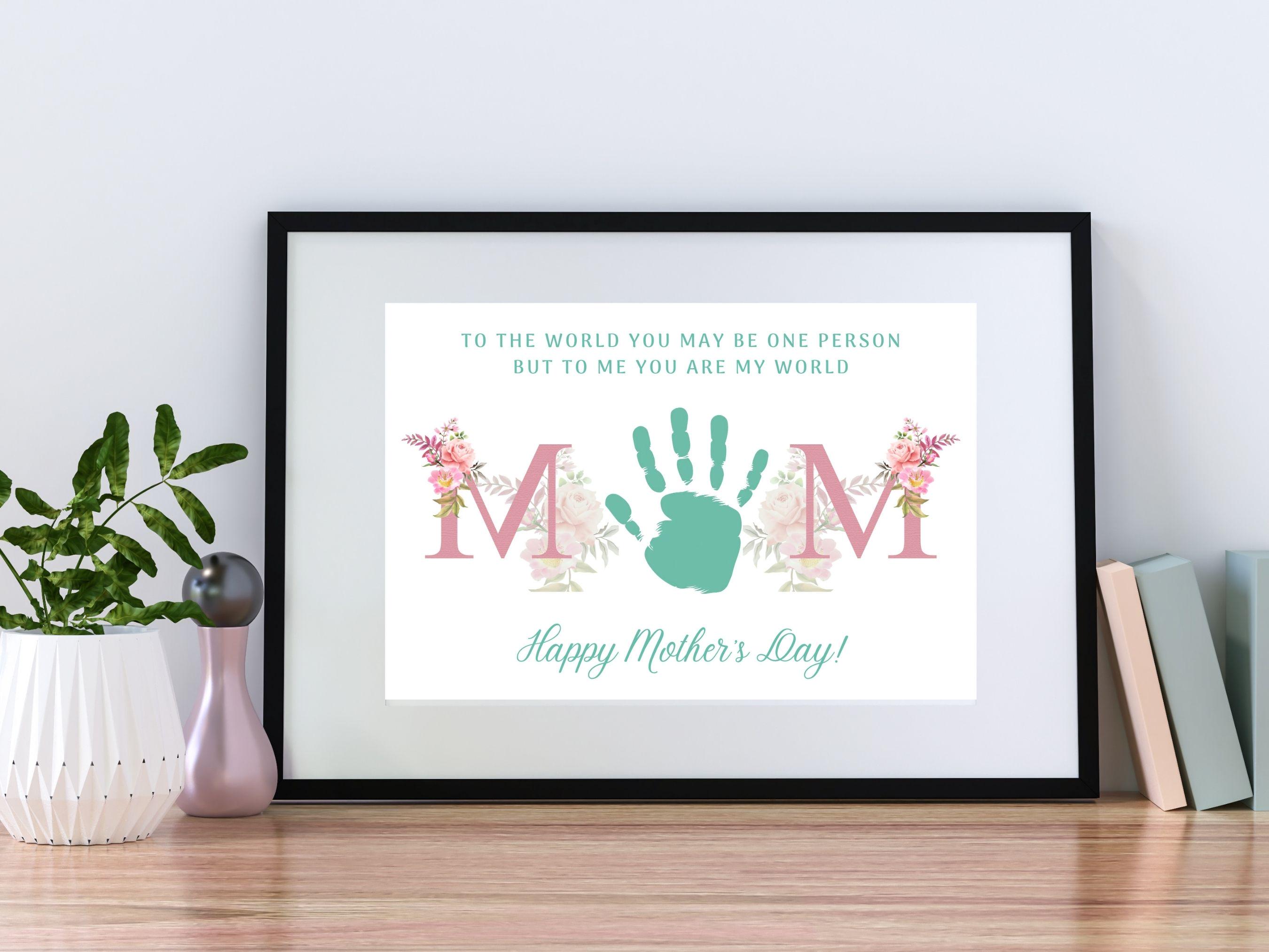 Mothers Day Handprint Craft Printable Gift for MOM Kids Pink Floral ...