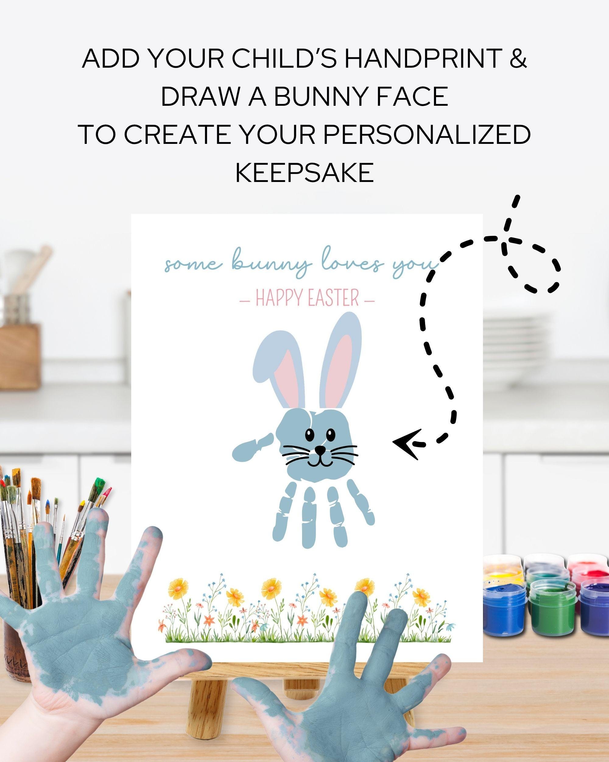 Easter Bunny Handprint Craft Printable Toddler Bunny Handprint Easter ...