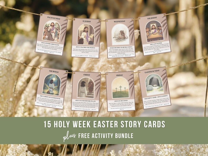 Easter Story Holy Week Cards for Kids Printable Christian Lent ...
