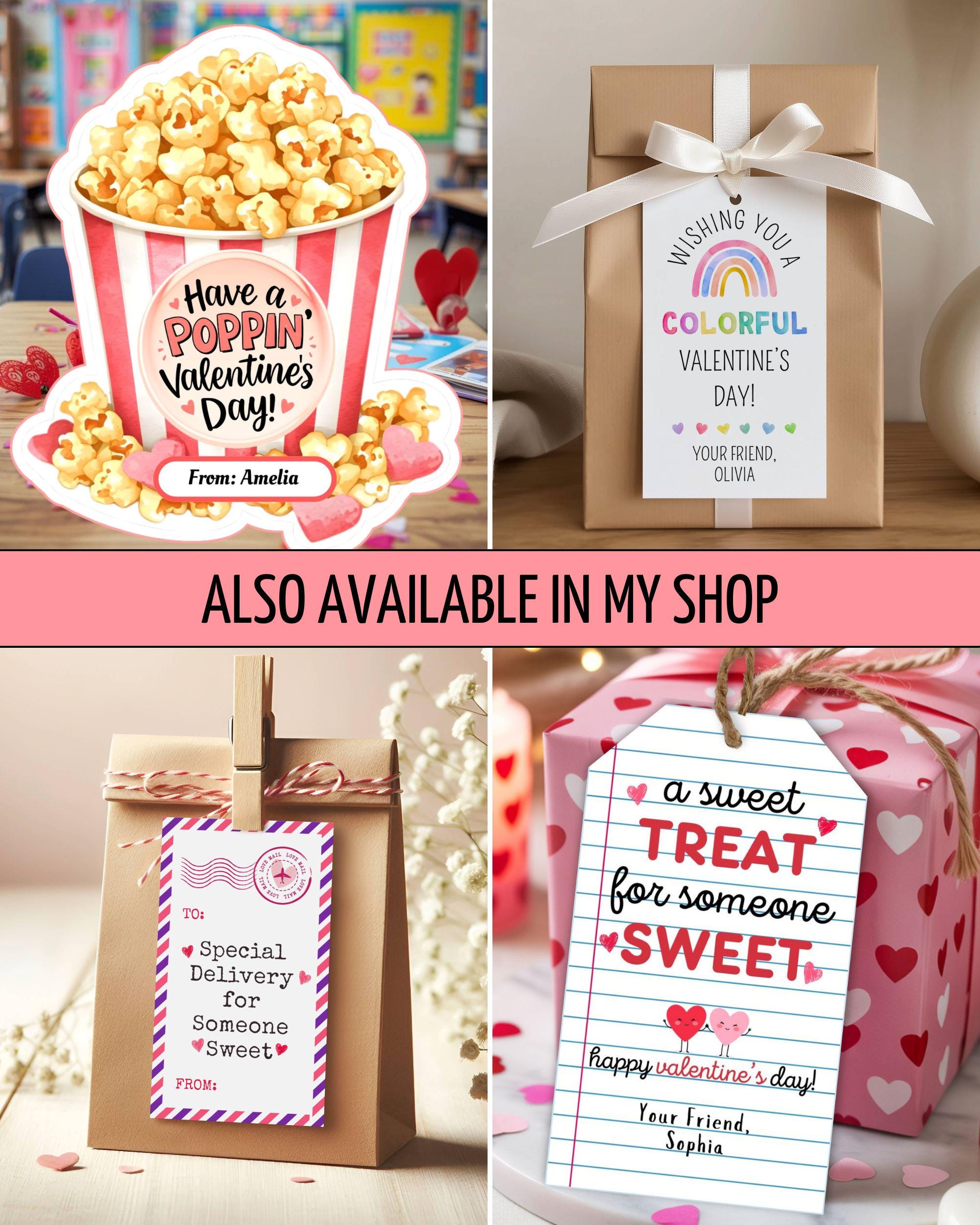 Printable Valentine Gift Tags Kids Editable Sweet Treat Tags Classroom ...