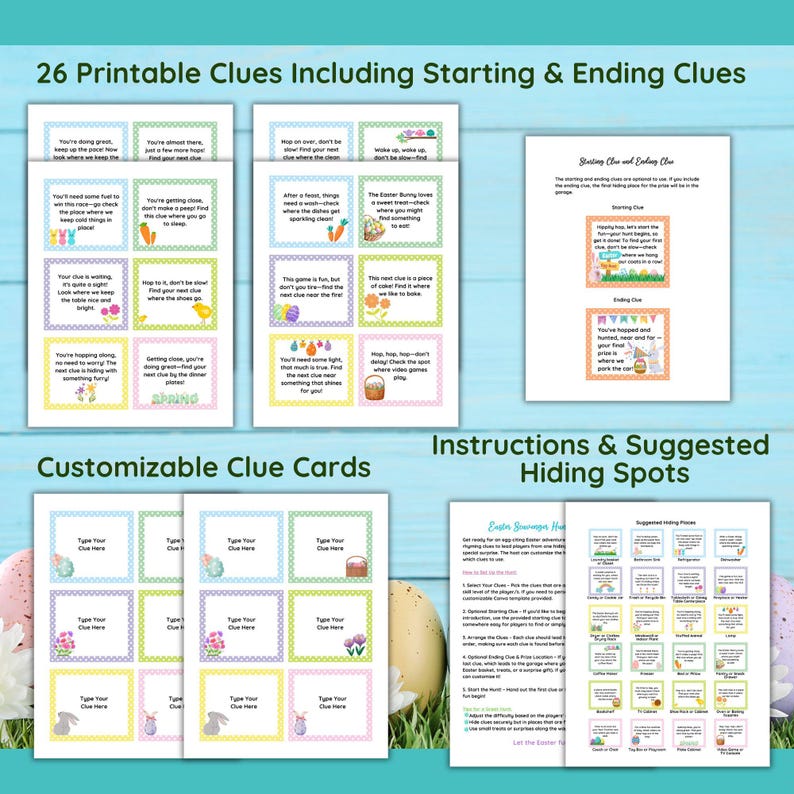 Easter Scavenger Hunt Clues for Kids Printable Easter Treasure Hunt ...