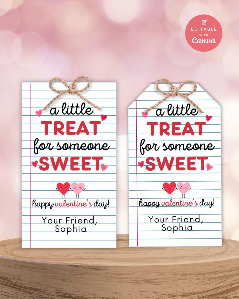Printable Valentine Gift Tags Kids Editable Sweet Treat Tags Classroom ...