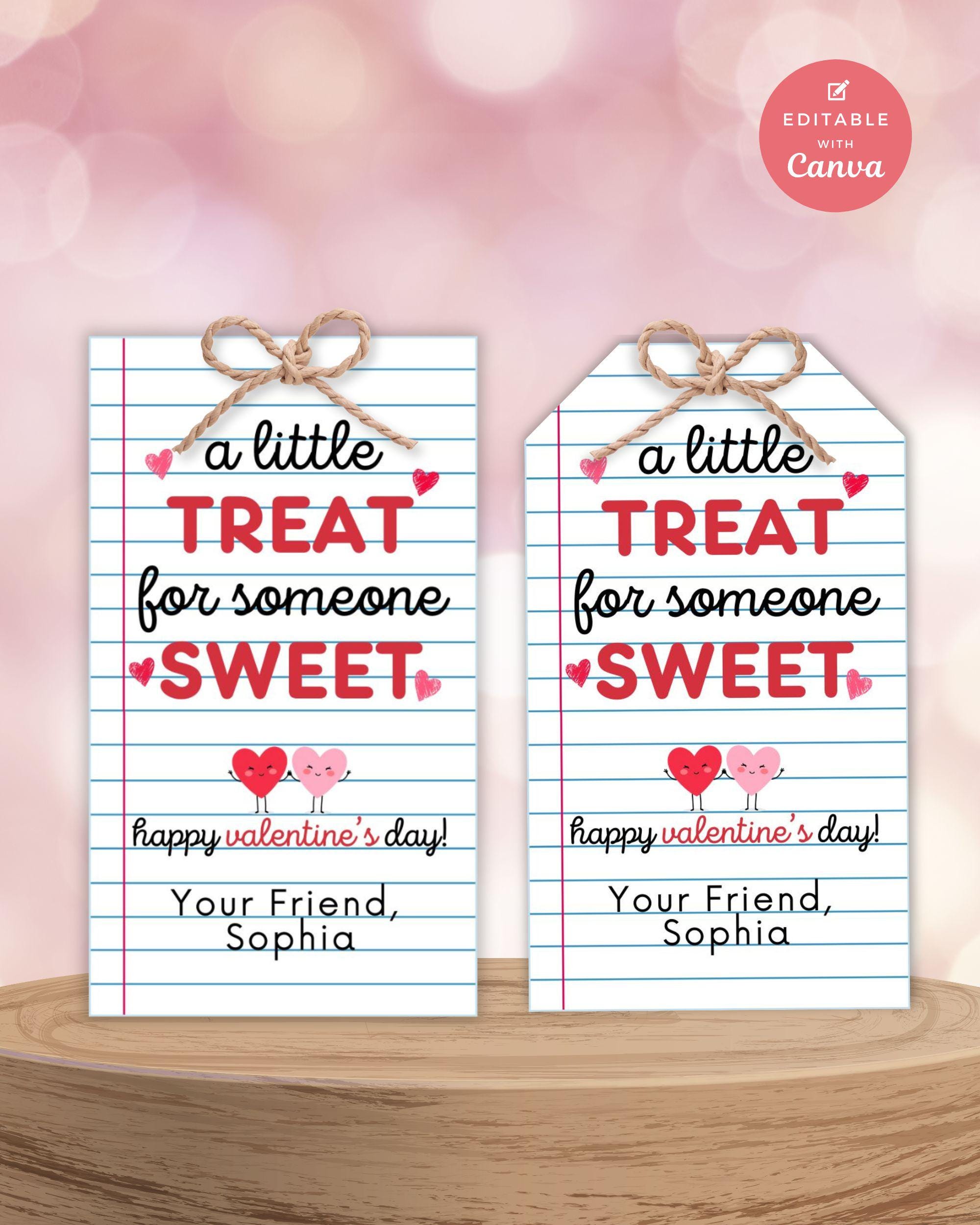 Printable Valentine Gift Tags Kids Editable Sweet Treat Tags Classroom ...