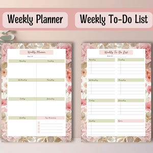 Printable Floral Planner Bundle – Digital Daily Weekly Monthly Pink ...