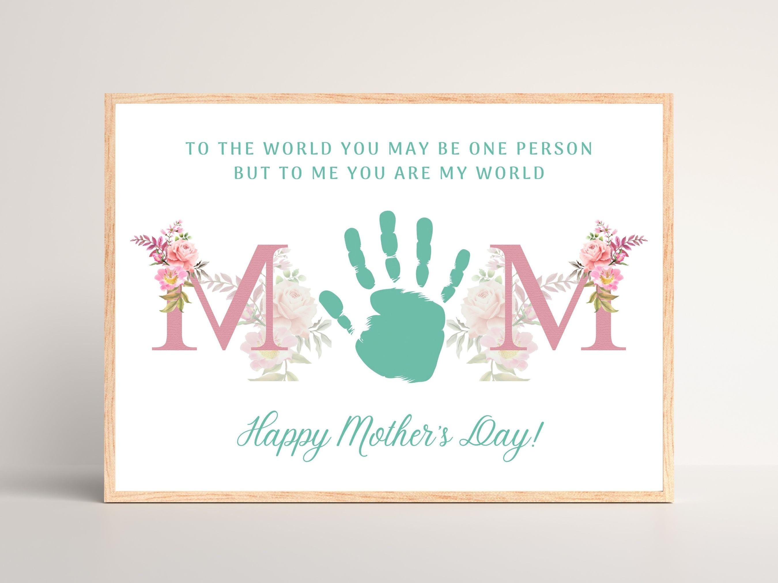 Mothers Day Handprint Craft Printable Gift for MOM Kids Pink Floral ...
