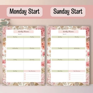 Printable Floral Planner Bundle – Digital Daily Weekly Monthly Pink ...