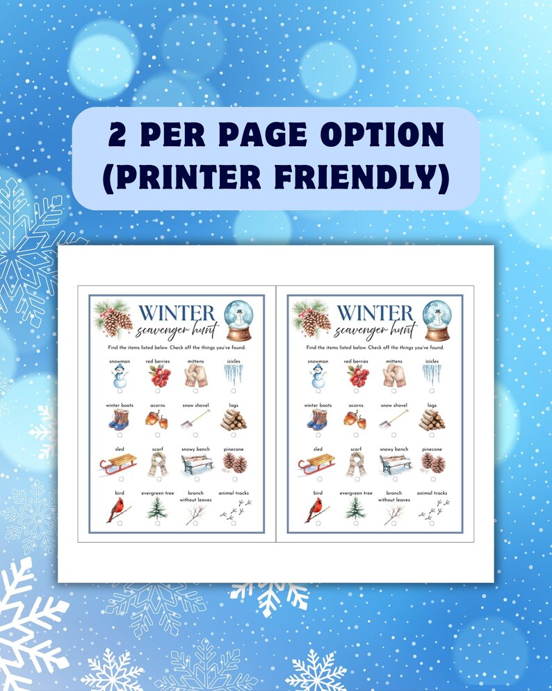 Printable Winter Scavenger Hunt Winter Game for Kids Adults Teens ...