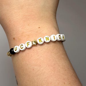 ucf knights friendship bracelet, go knights beaded bracelet, university of central florida friendship bracelet
