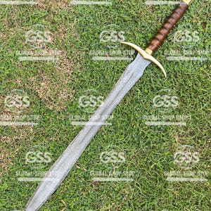 Real Damascus Steel Sword, Viking Swords, Fantasy Sword Rat Tail Tang ...