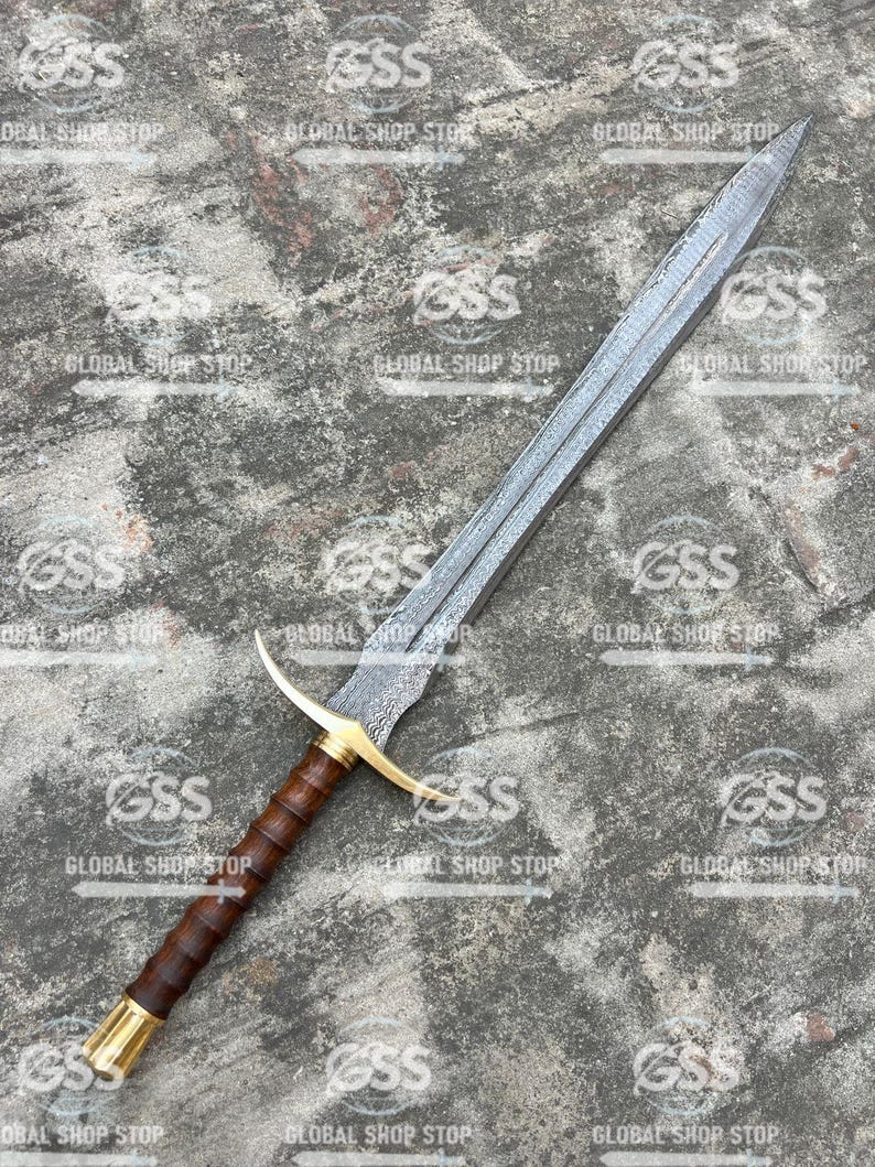 Real Damascus Steel Sword, Viking Swords, Fantasy Sword Rat Tail Tang ...
