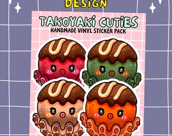 Takoyaki Cuties Sticker Pack: Handmade Water-Resistant Vinyl Decals