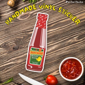 Ketchup à la banane Jufran fait main - Sticker vinyle mat condiment inspiré des Philippines | Fier Pinoy | Sauce Philippines | Stickers cuisine asiatique