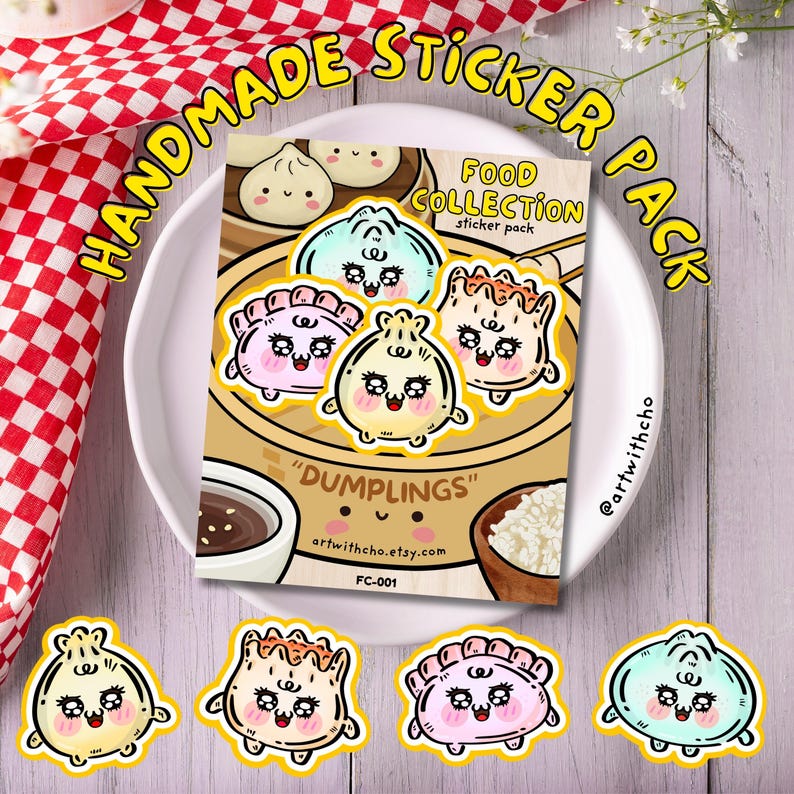 Dumpling Vinyl Sticker Pack – Handmade Food Stickers - Etsy