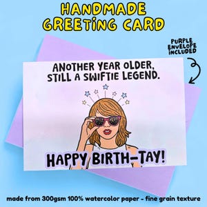 Joyeux anniversaire Swiftie Legend | Fan art inspiré de TS | Papier aquarelle | Carte de voeux mignonne | carte d'anniversaire | cadeau pour fan de TS | Fait main