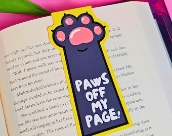 Paws off my page Magnetic Bookmark, Funny Reader Gift