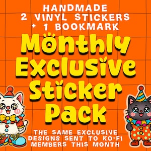 DES MODÈLES EXCLUSIFS ! 2 autocollants en vinyle faits main + 1 marque-page, jolies illustrations d'autocollants et de signets, oeuvre d'art unique, nouveau thème tous les mois