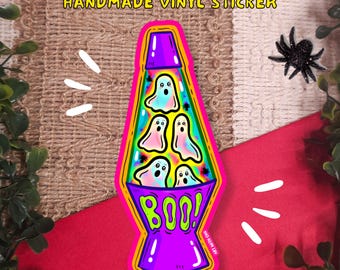 Boo Ghost Lava Lamp Vinyl Sticker: Kawaii Halloween Decor