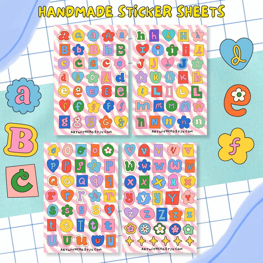 Handmade Alphabet Letter Stickers - Journaling Stickers, 4 Pack - Etsy