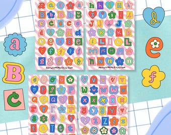 Handmade Alphabet Letter Stickers - Journaling Stickers, 4 Pack